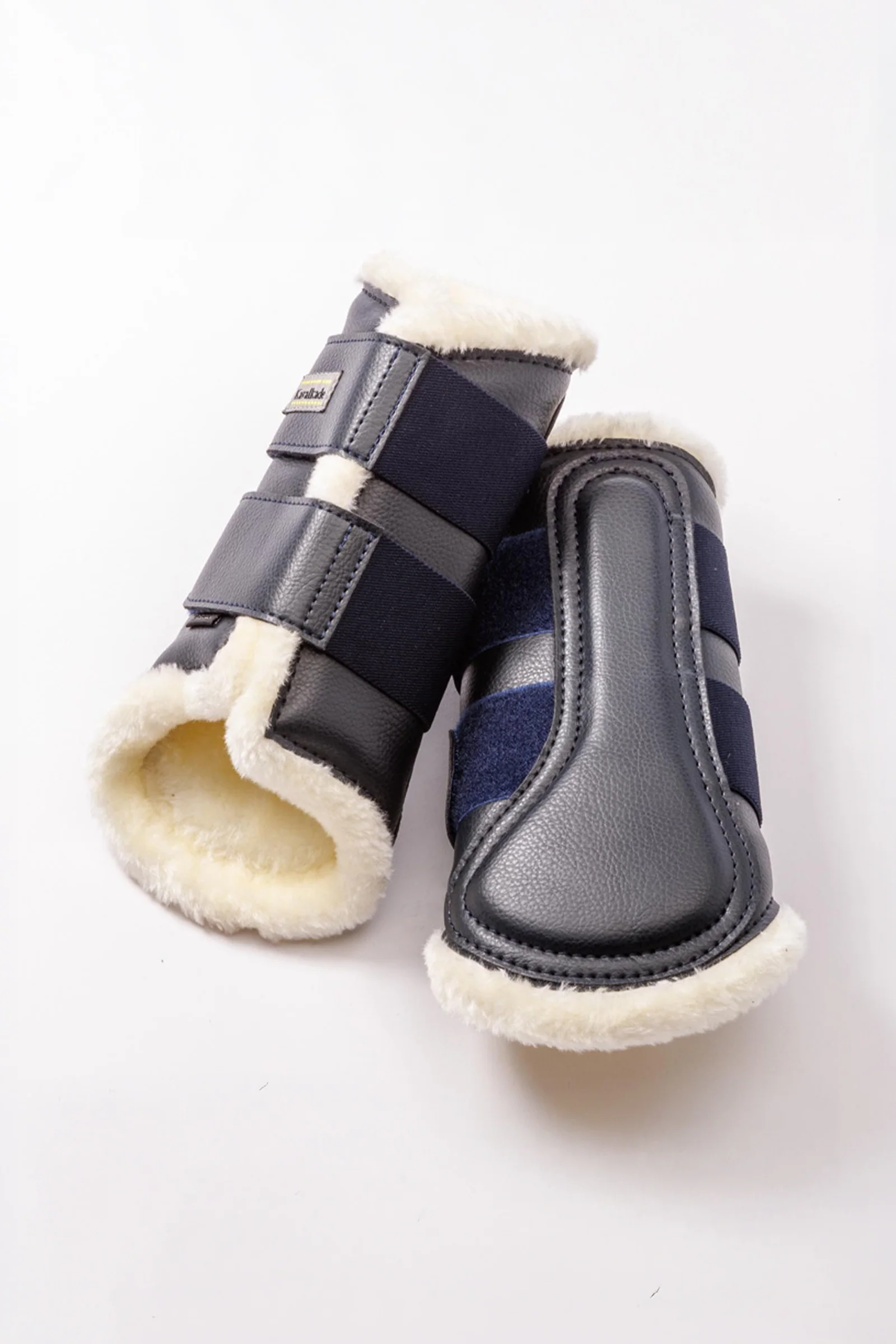 Anatomic ochraniacze ze skóry syntetycznej z futerkiem Navy/Beige M
