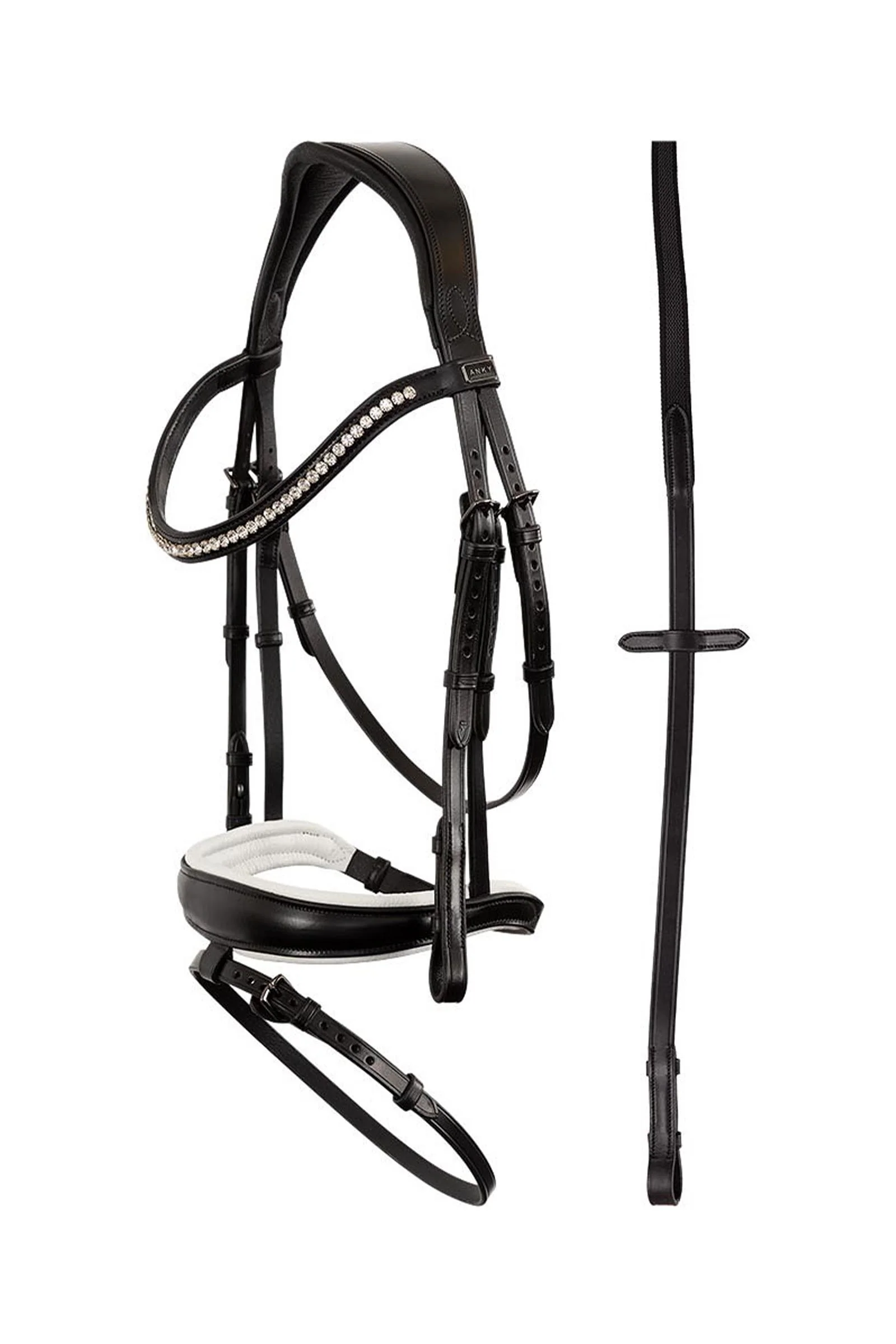 ANKY Anatomic Ogłowie z Nachrapnikiem Kombinowanym, Podszywane Black/White F