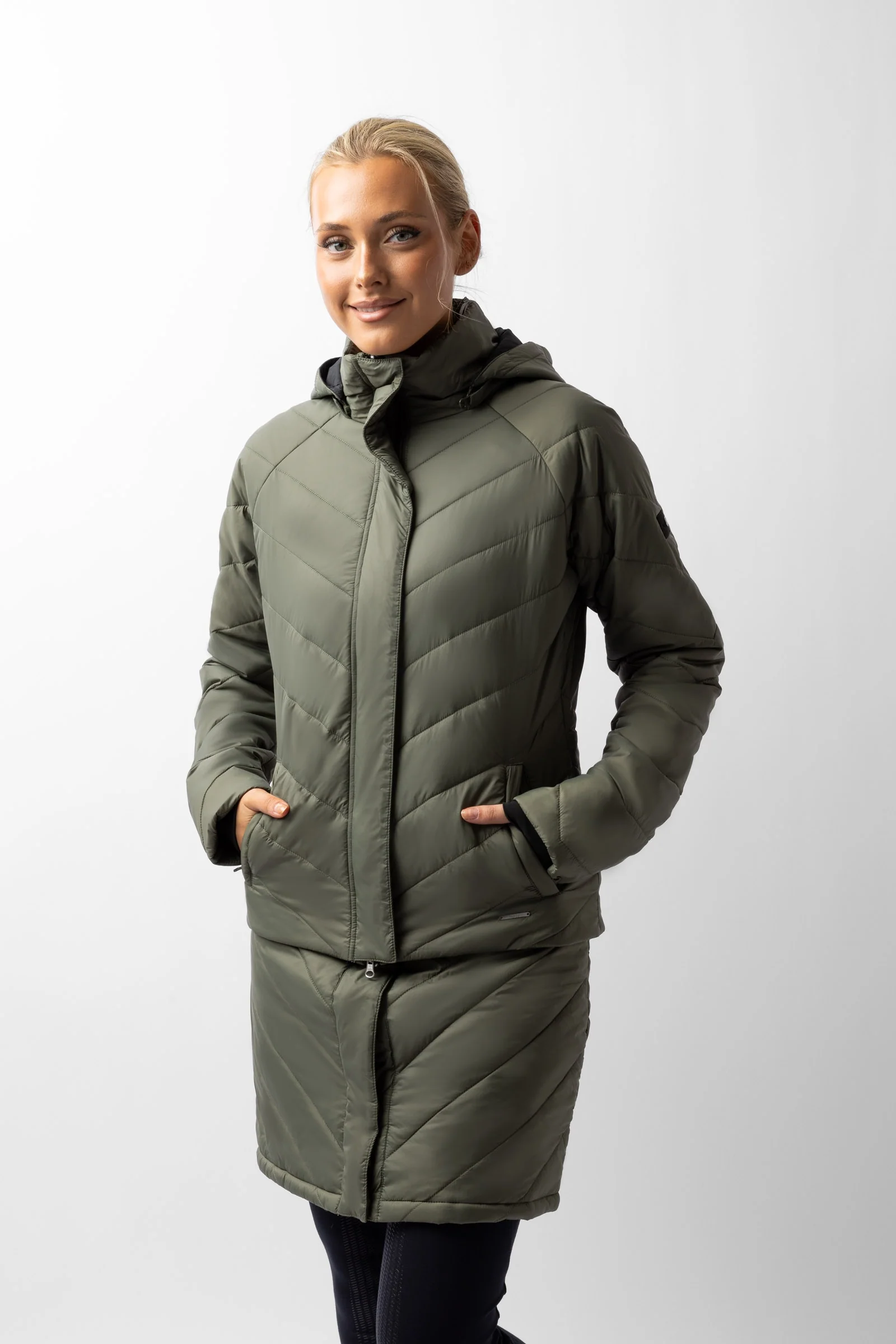 Aurora Ocieplana parka jeździecka z odpinaną spódnicą Beetle Green 42