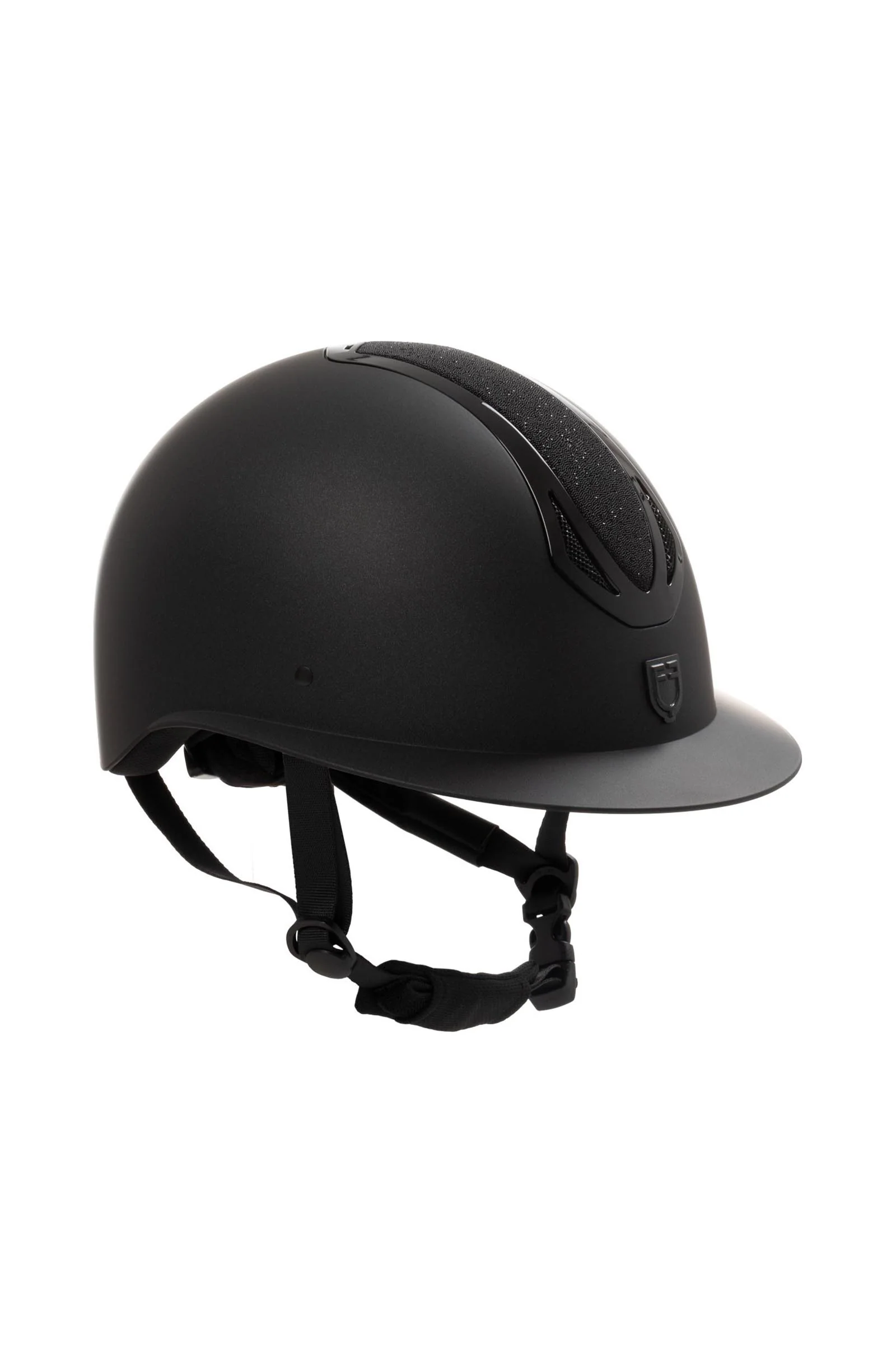 Azael Stone damski kask jeździecki z szerokim daszkiem i strassami, certyfikat EN 1384:2023 Black/Black 49-51