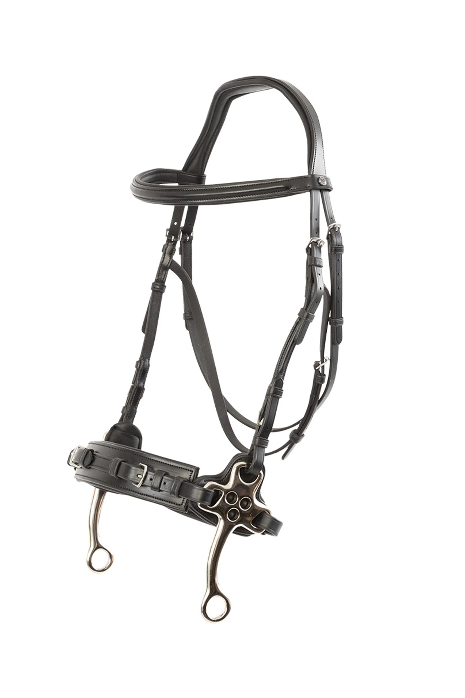 Ogłowie Sopot Hackamore / wędzidło bezdzielne, policzki 16 cm Black/Silver F