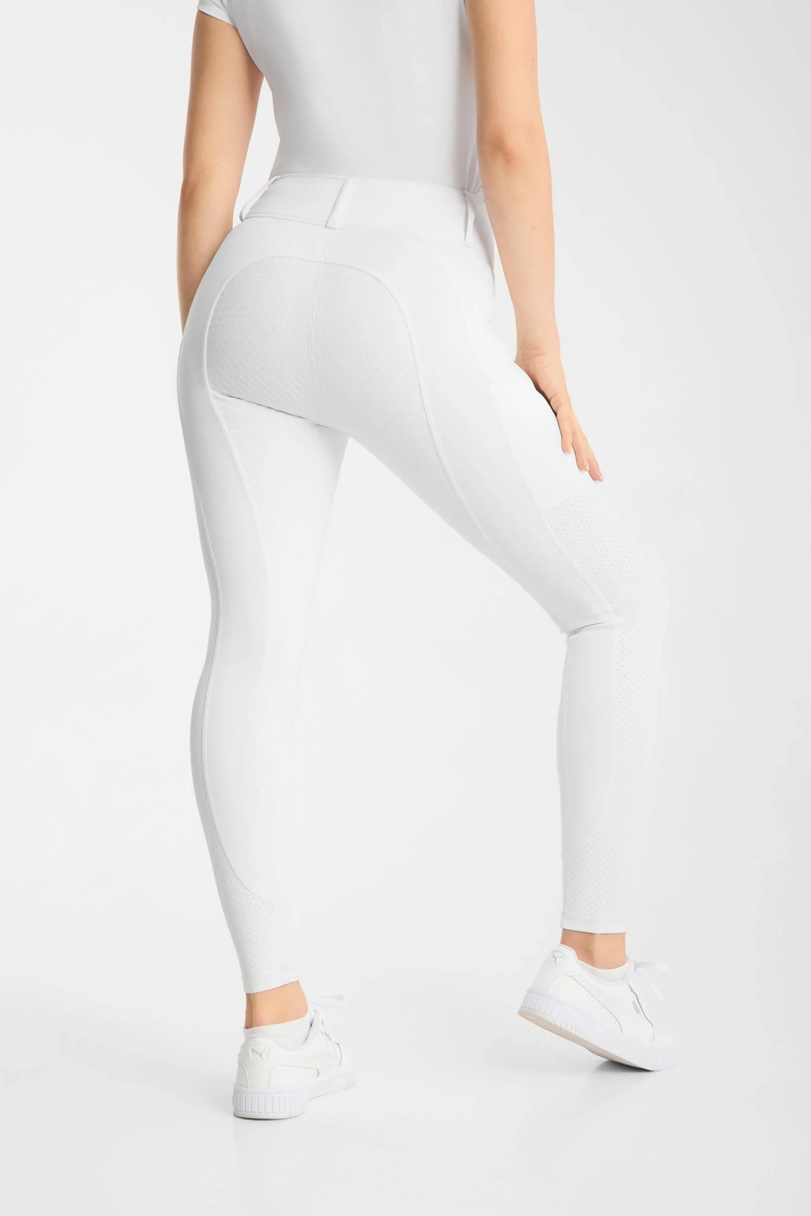 Matilda damskie perforowane bryczesy full grip White 38