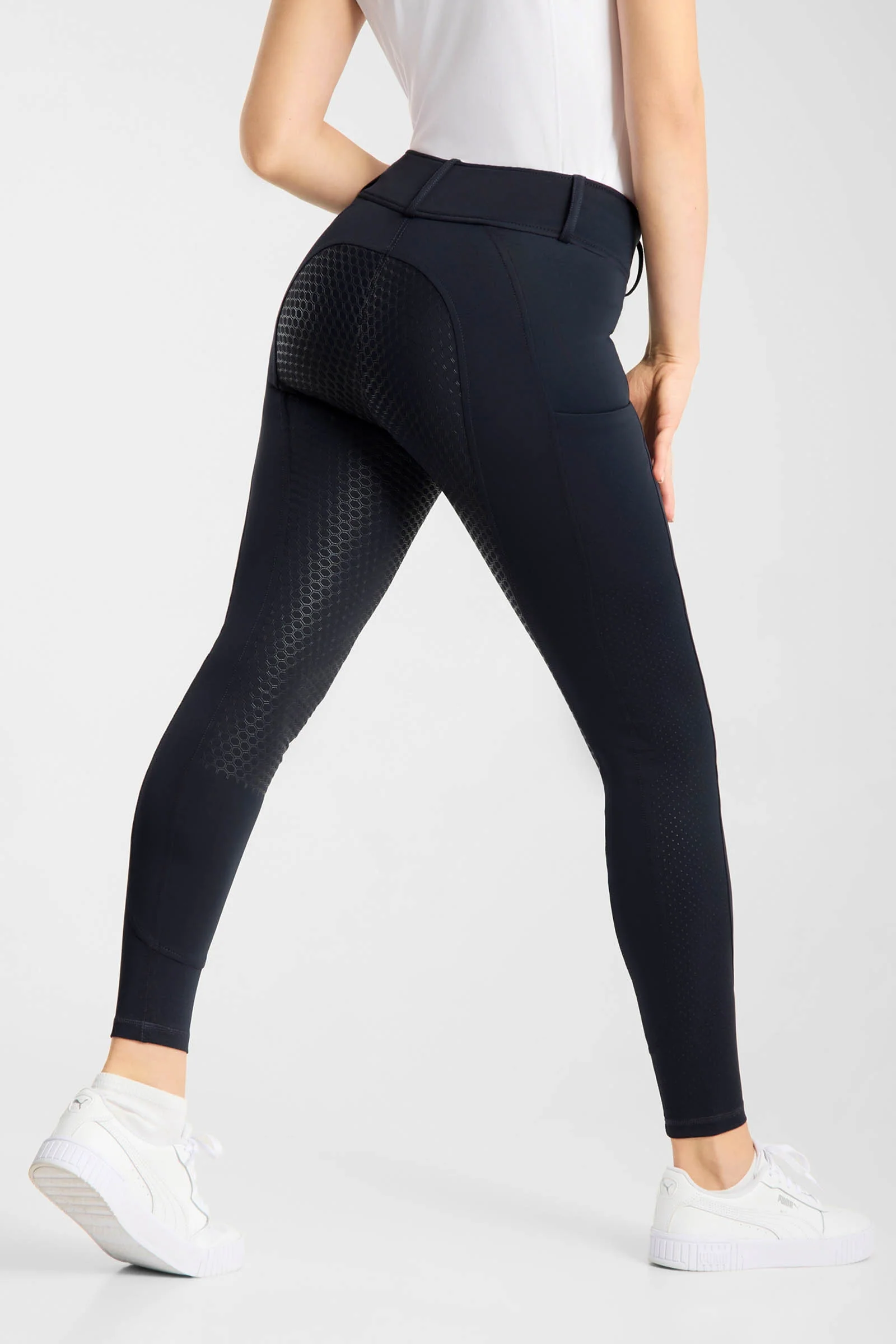 Matilda damskie perforowane bryczesy full grip Dark Navy 40