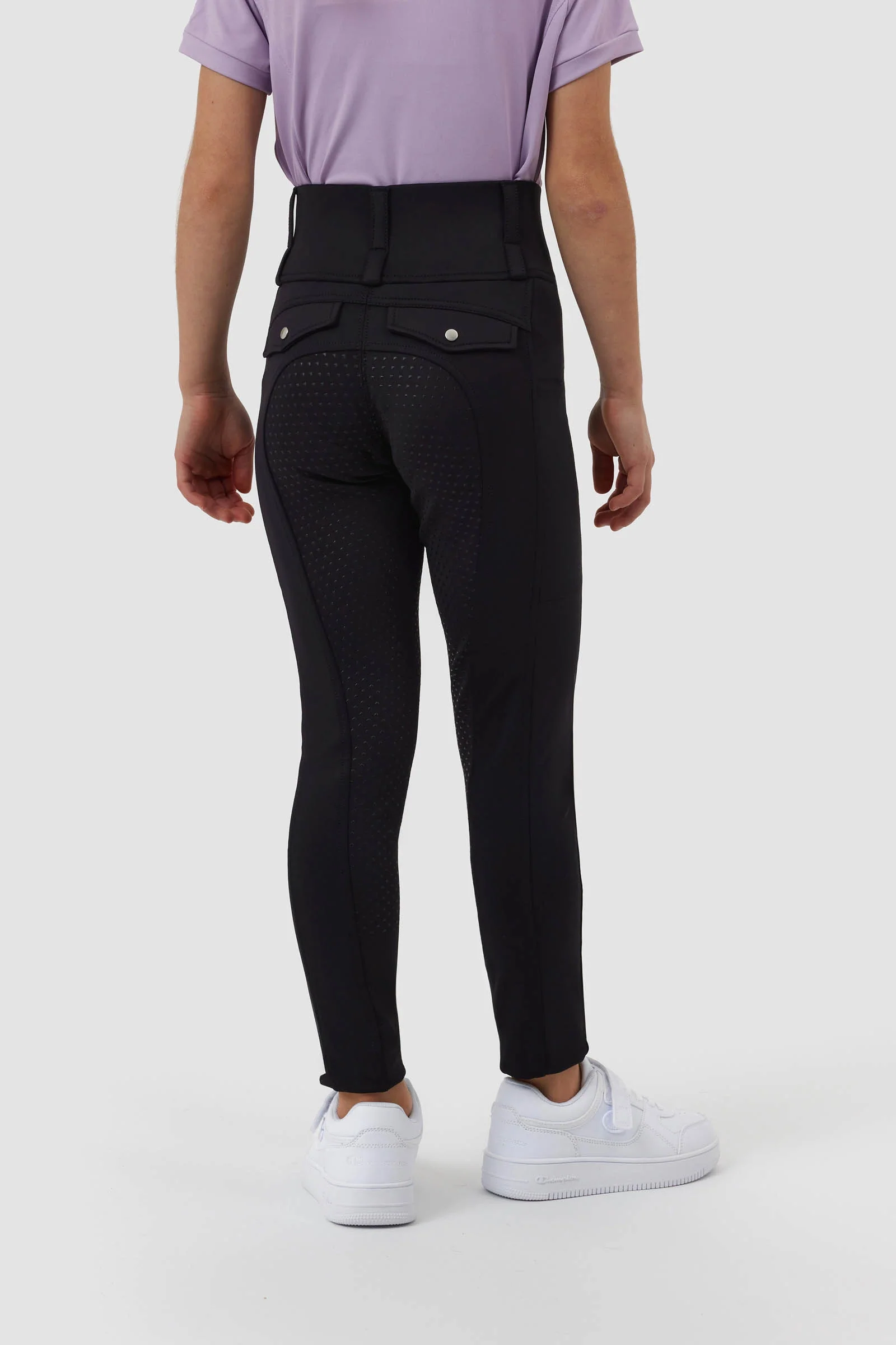 Legginsy jeździeckie Young Rider Anya Hybrid Fullgrip Black 134-140