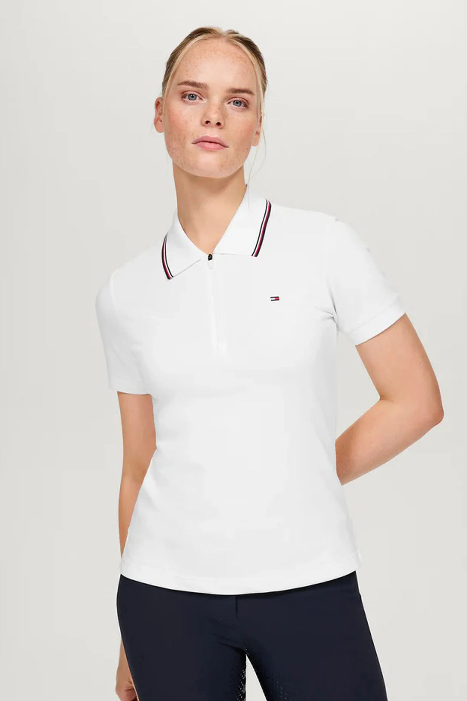 Camden damska koszulka polo na zamek OPTIC WHITE M
