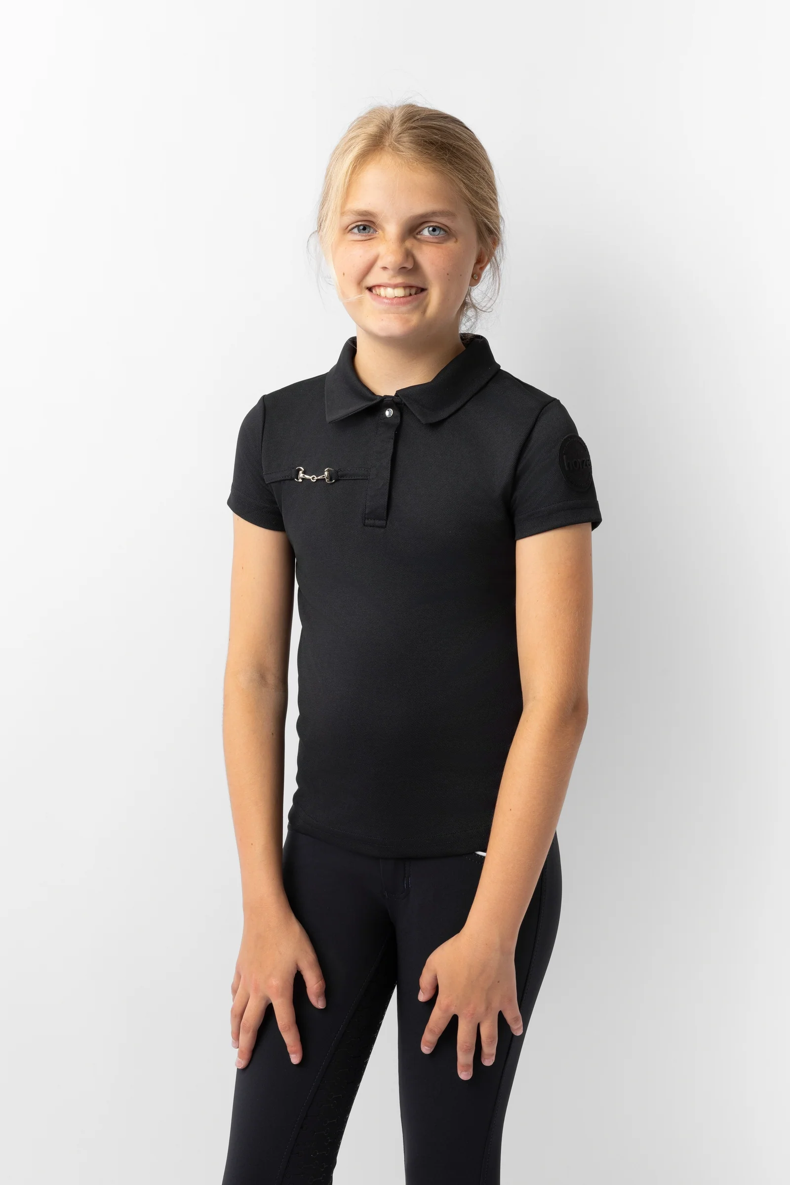 Young Rider Denise funkcyjna koszulka polo z krótkim rękawem Dark Navy 110-116