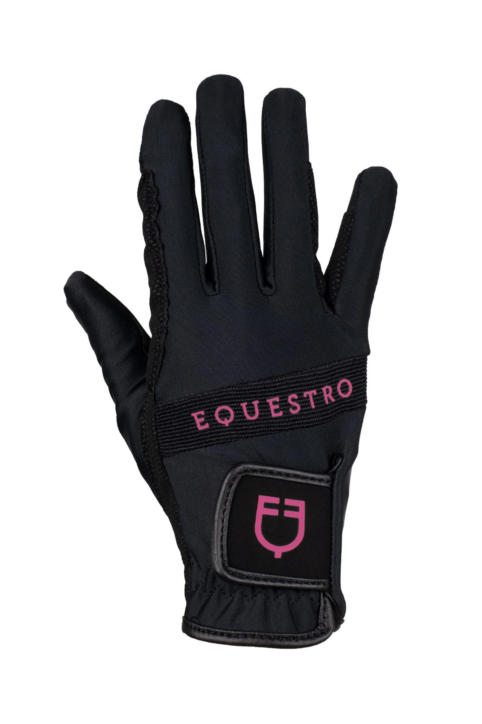 rękawiczki jeździeckie z materiału technicznego z wielokolorowym logo Black/Fucsia 9.5