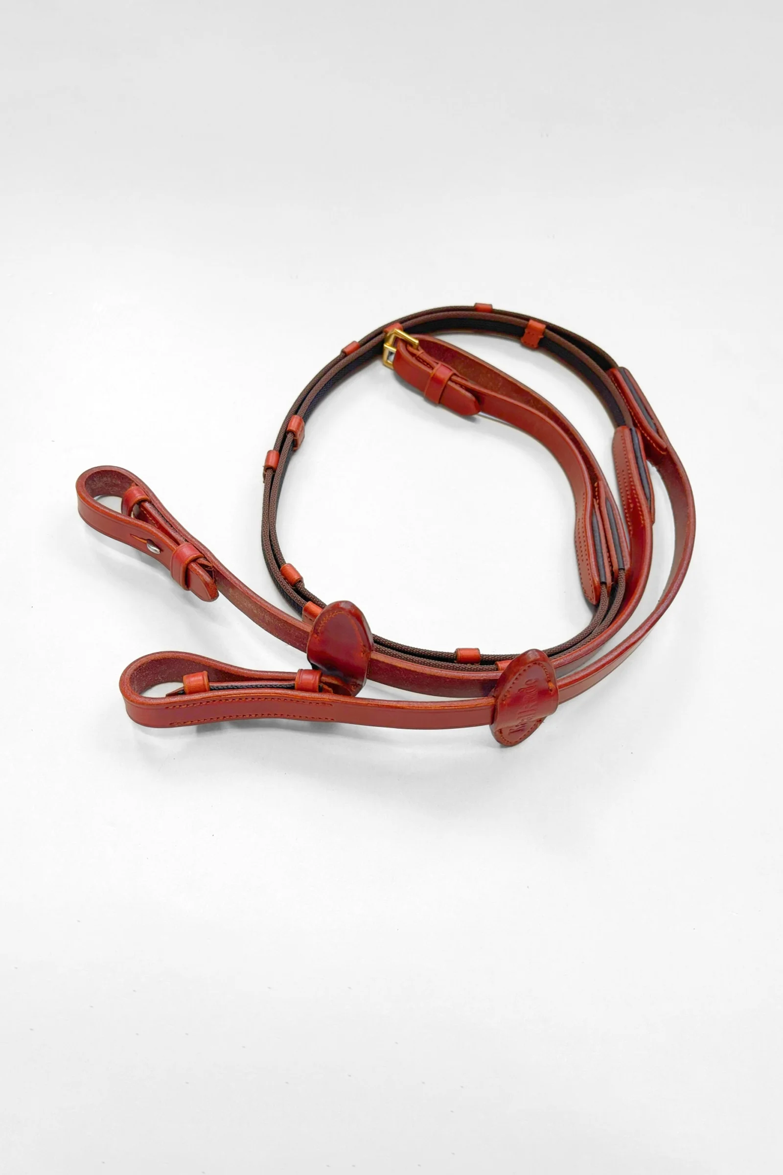gumowane wodze z hakami i 5 stoperami, 16 mm Cognac-Brass PII