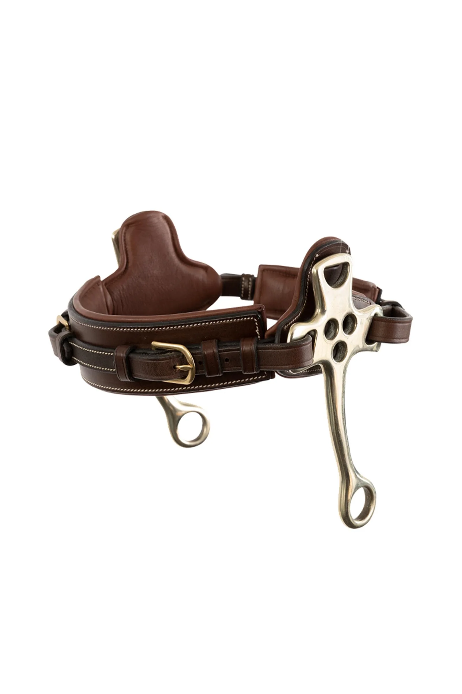 Nachrapnik jeździecki Hackamore / wędzidło bezdzielne z policzkami 16 cm Brown/Gold F