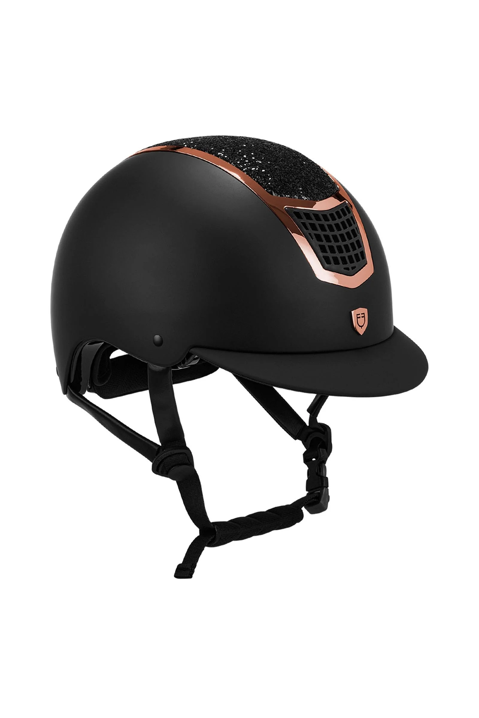 kask jeździecki ze strassami, certyfikat EN 1384:2023 Black/Rose Gold 59-61
