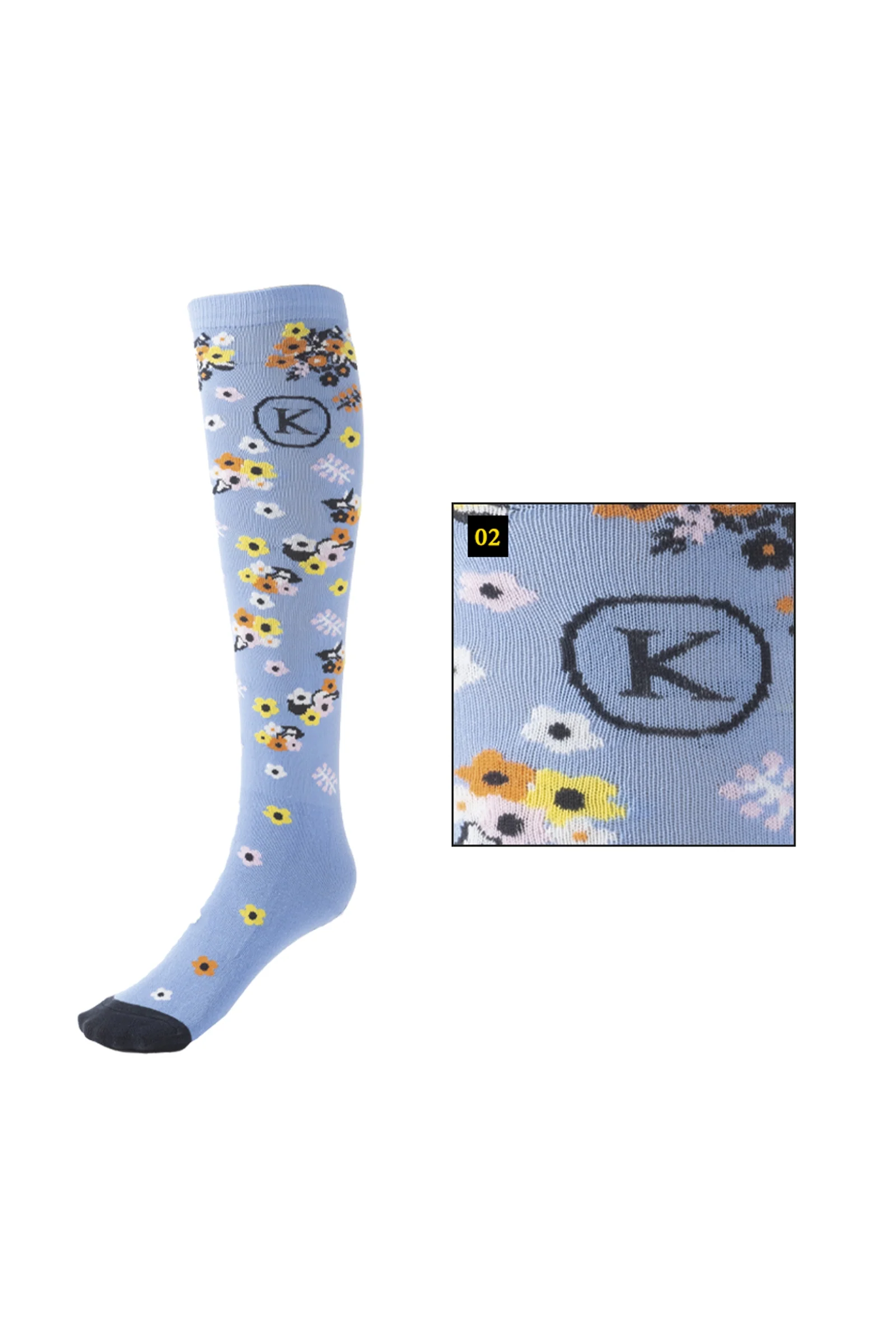 Kaval Socks Letnie cienkie skarpetki jeździeckie Lightblue/Multicolor 35-38