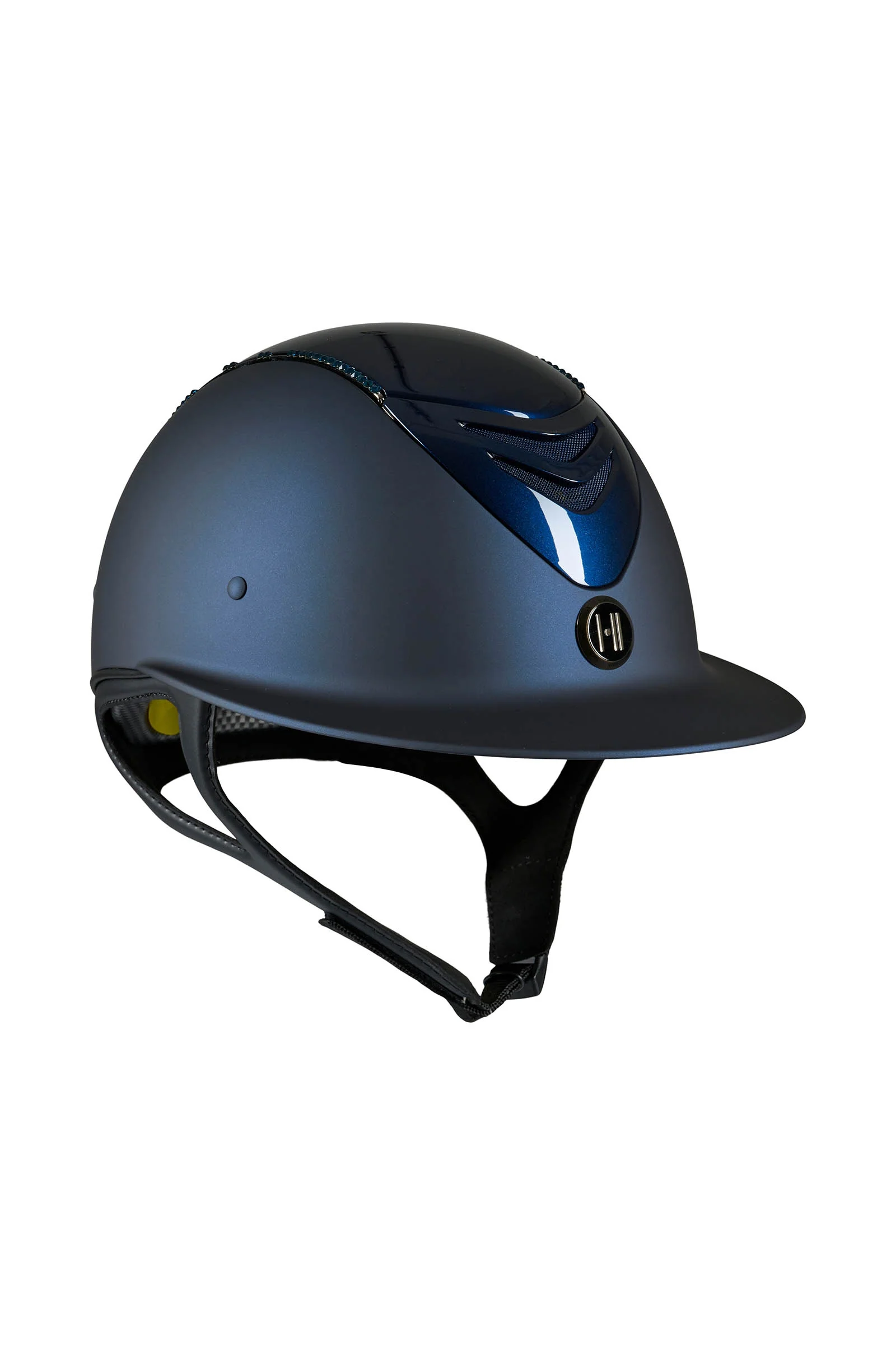 Mips Avancé Matt Glossy Top Swarovski Riding Helmet Navy 1