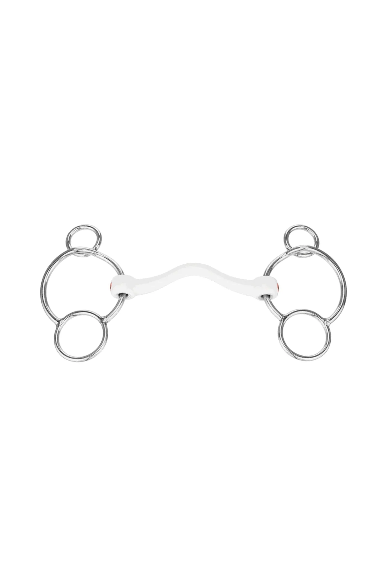 Nathe CM wędzidło 3 pierścieniowe, miękka prosta z łukiem, 15 mm, termoplast Metall 120 mm