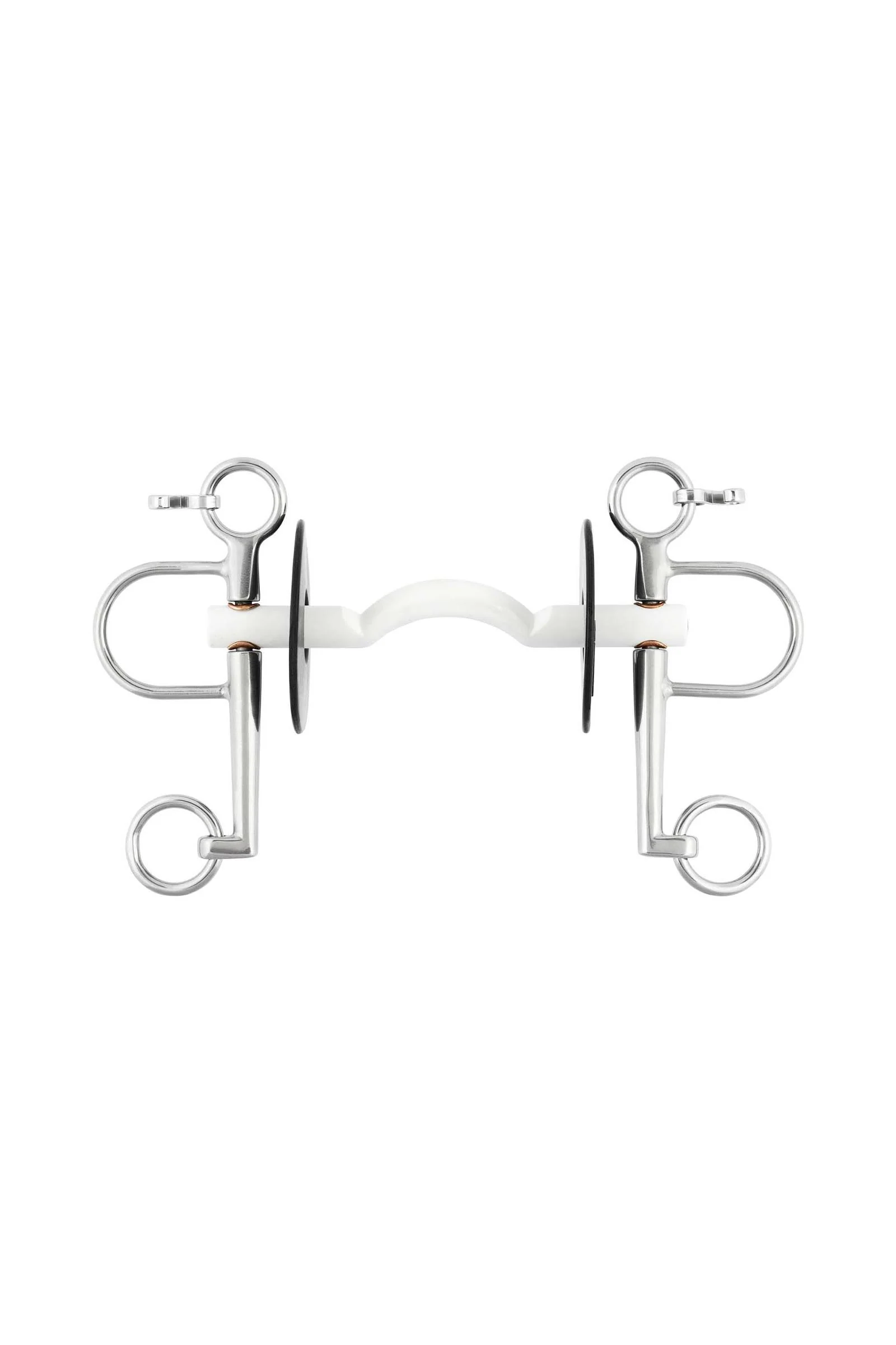 Nathe pelham, miękka prosta z łukiem, 15 mm, długie czanki, termoplast Silver 135 mm