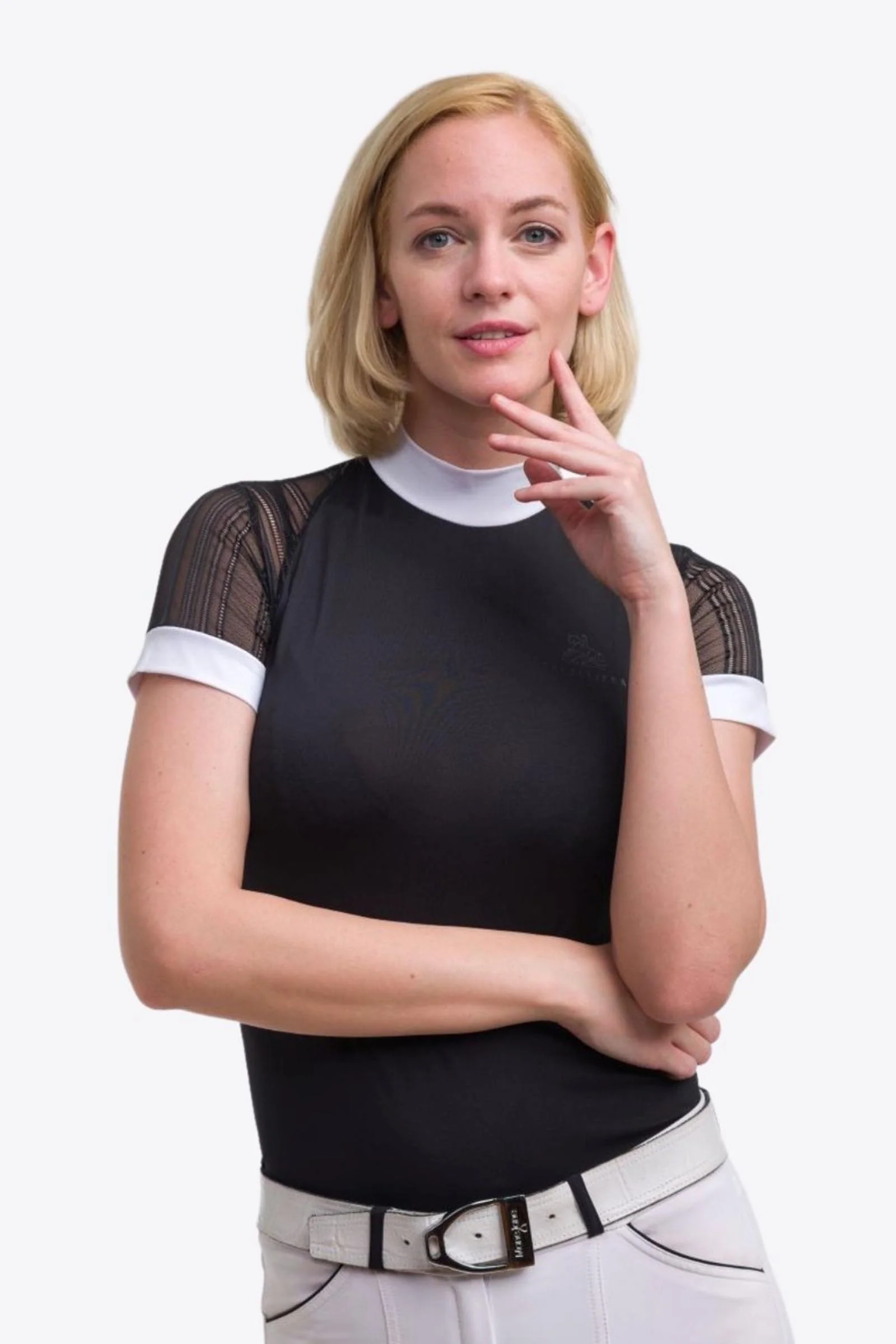 koszula konkursowa Contessa, damski krótki rękaw Black M