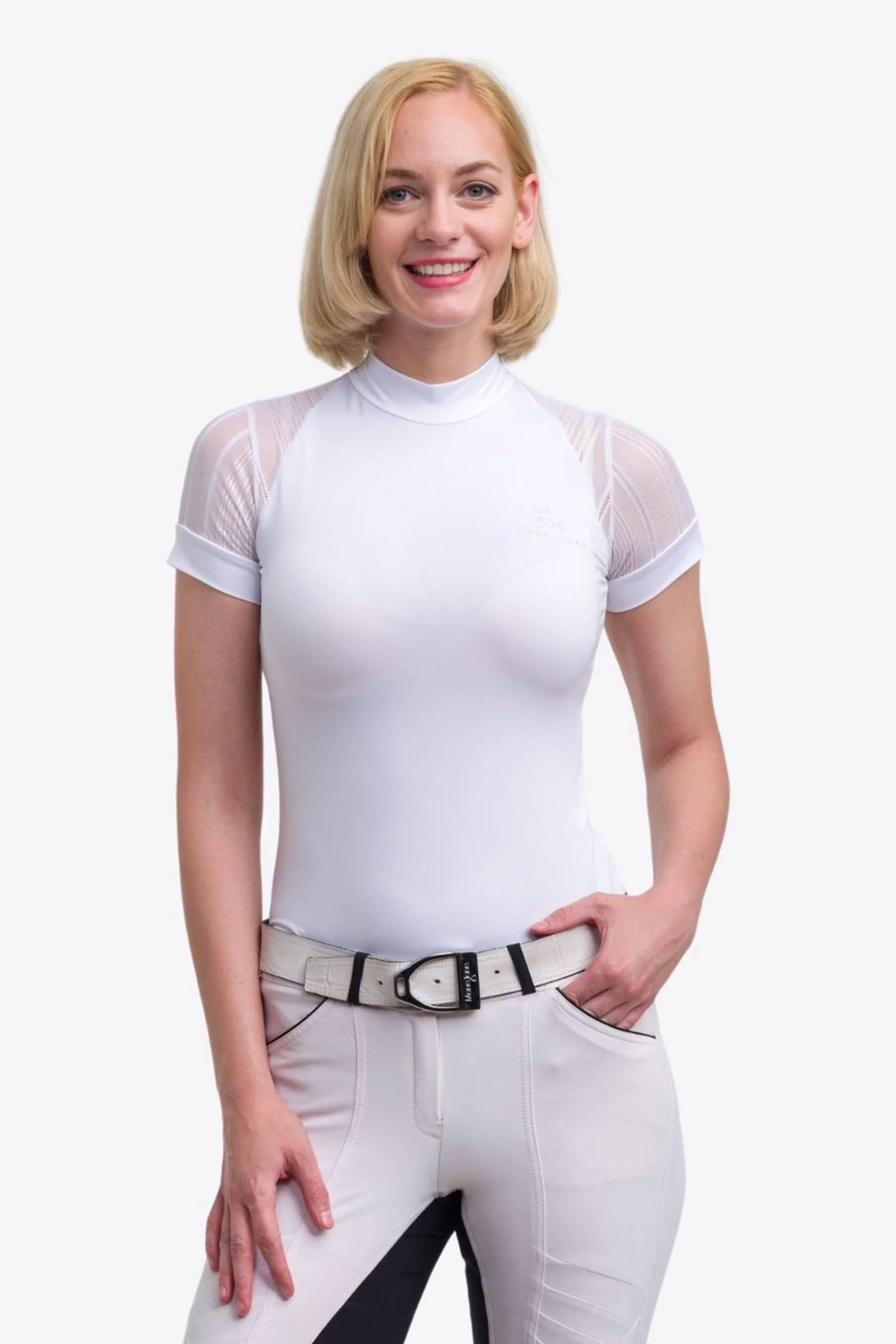 koszula konkursowa Contessa, damski krótki rękaw White XS