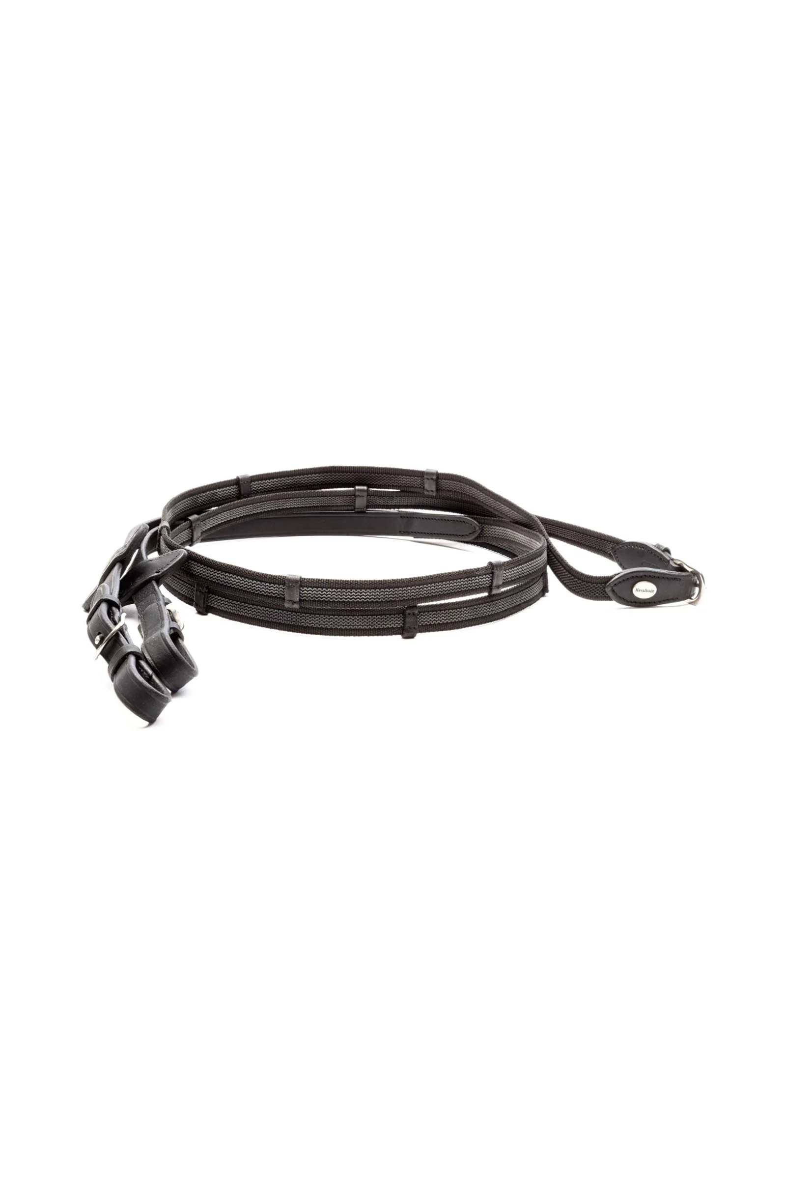 gumowane wodze z 5 stoperami, olejowane, 16 mm Black/Silver PII