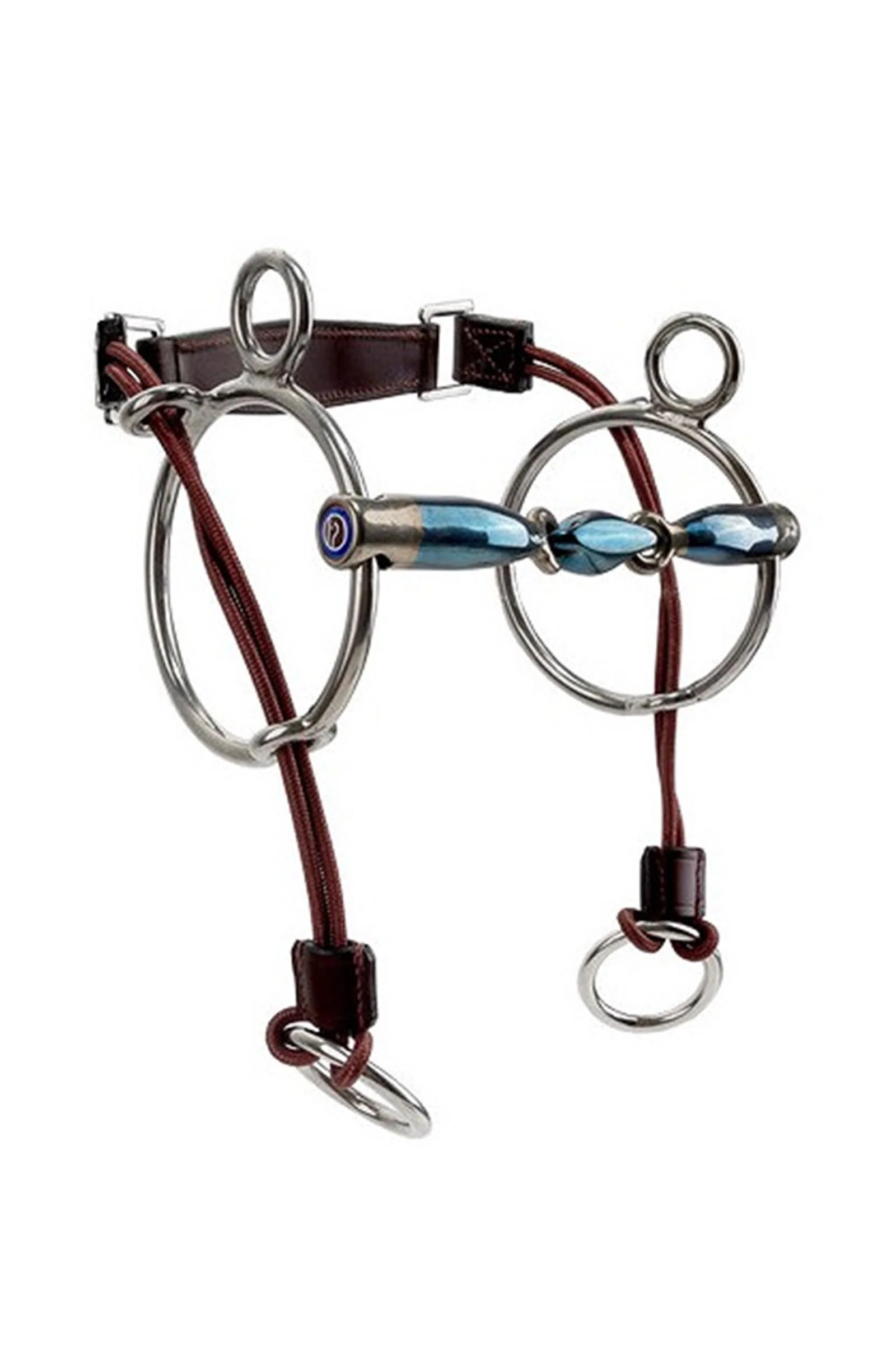Podwójnie łamane wędzidło typu cyganka kombinowana Sweet Iron Curb Gag Blue 125 mm