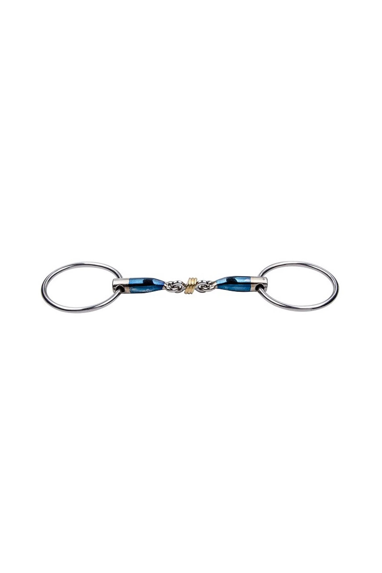 Wędzidło łamane Sweet Iron z ruchomymi pierścieniami i mosiężnym krążkiem Blue 145 mm
