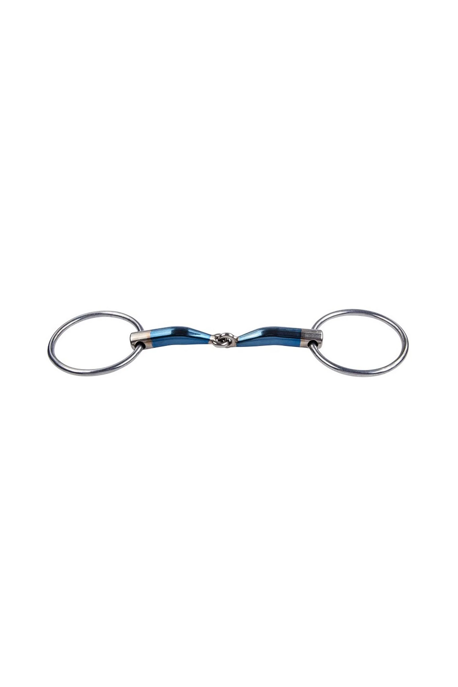 Pojedynczo łamane wędzidło Sweet Iron z ruchomymi pierścieniami Blue 145 mm