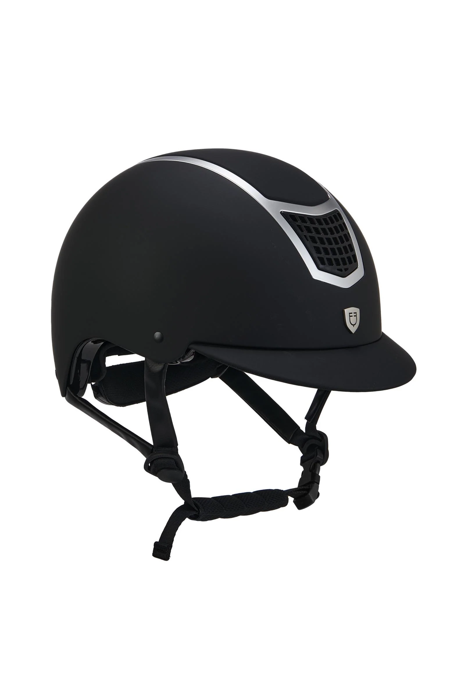 kask jeździecki ultralekki z błyszczącą ramką, certyfikat EN 1384:2023 Black/Silver 59-61