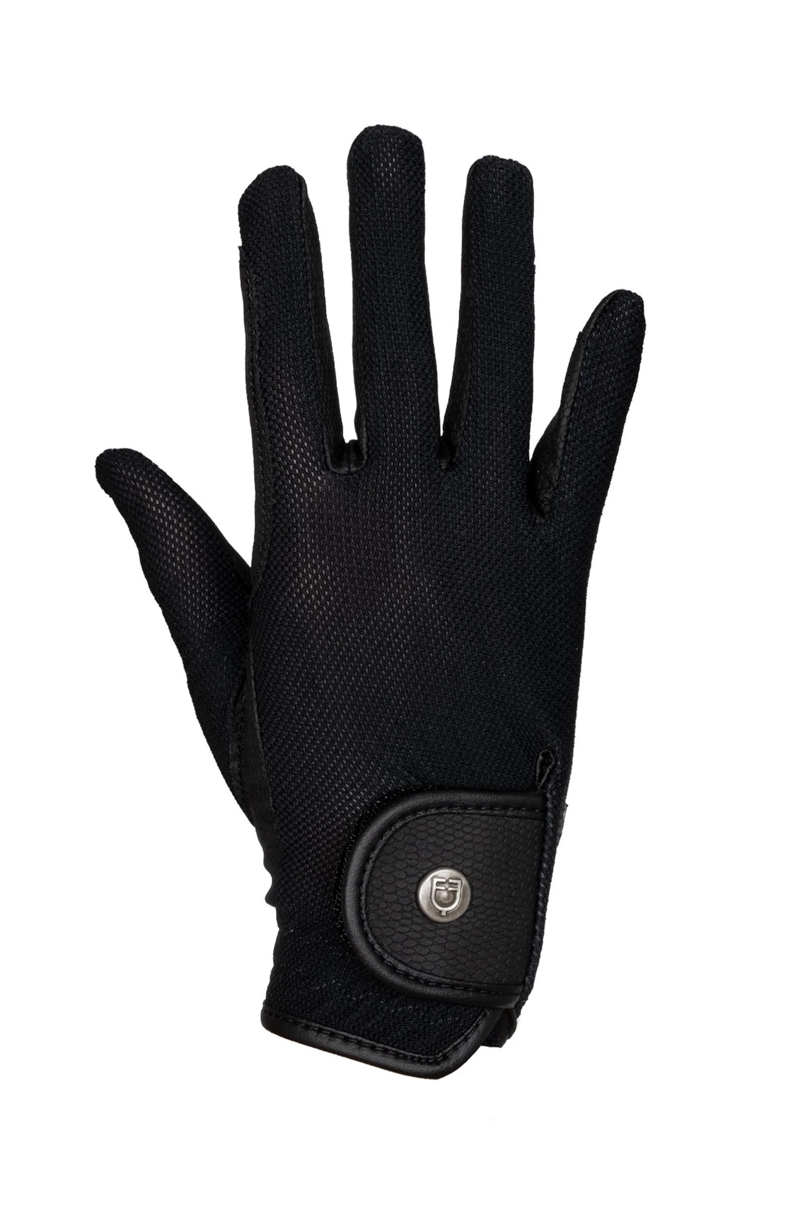 rękawiczki jeździeckie unisex z materiału technicznego z wstawkami mesh Black 8