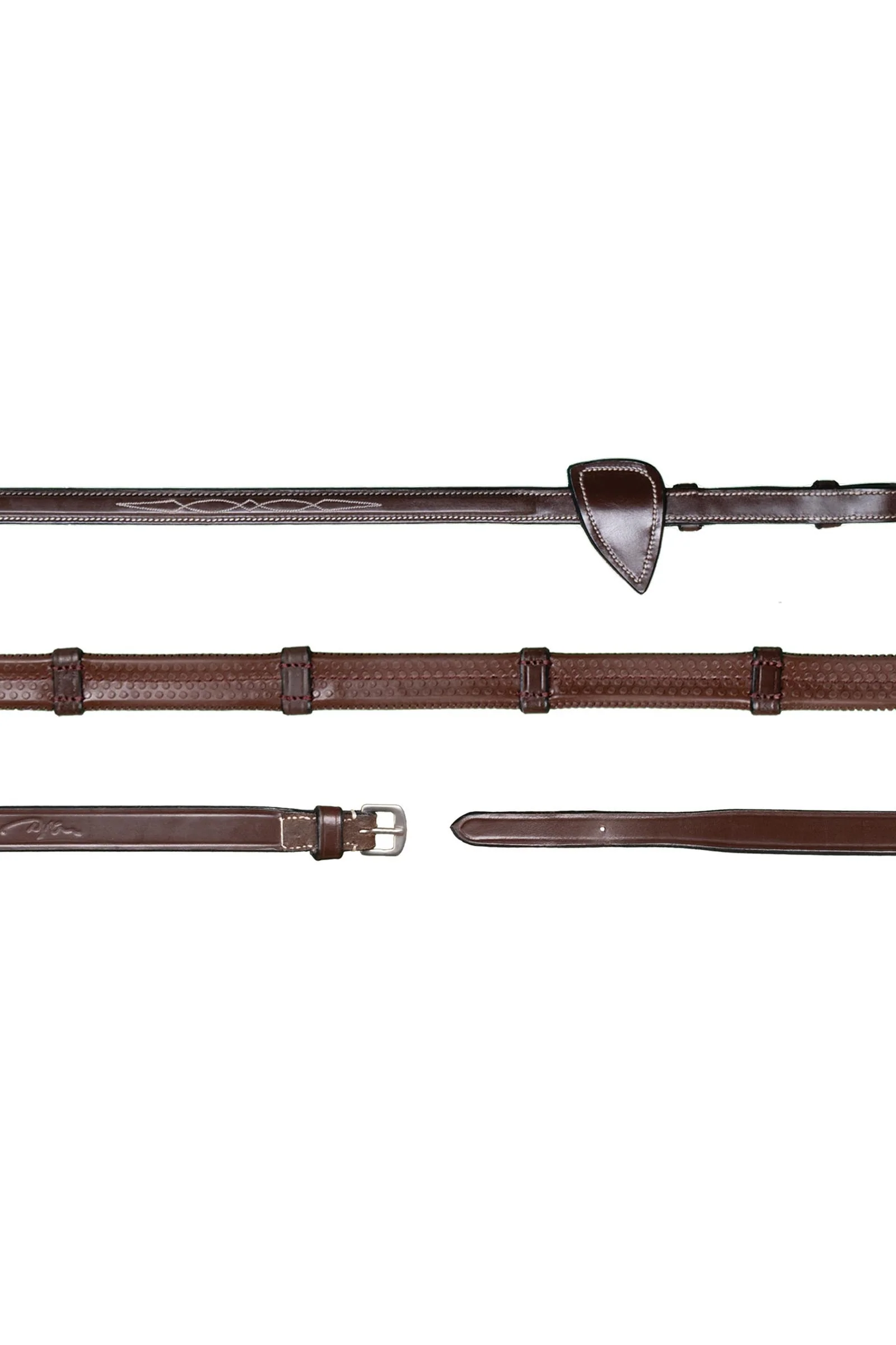 US-Collection wodze gumowe 13 mm z 7 skórzanymi stoperami Brown F