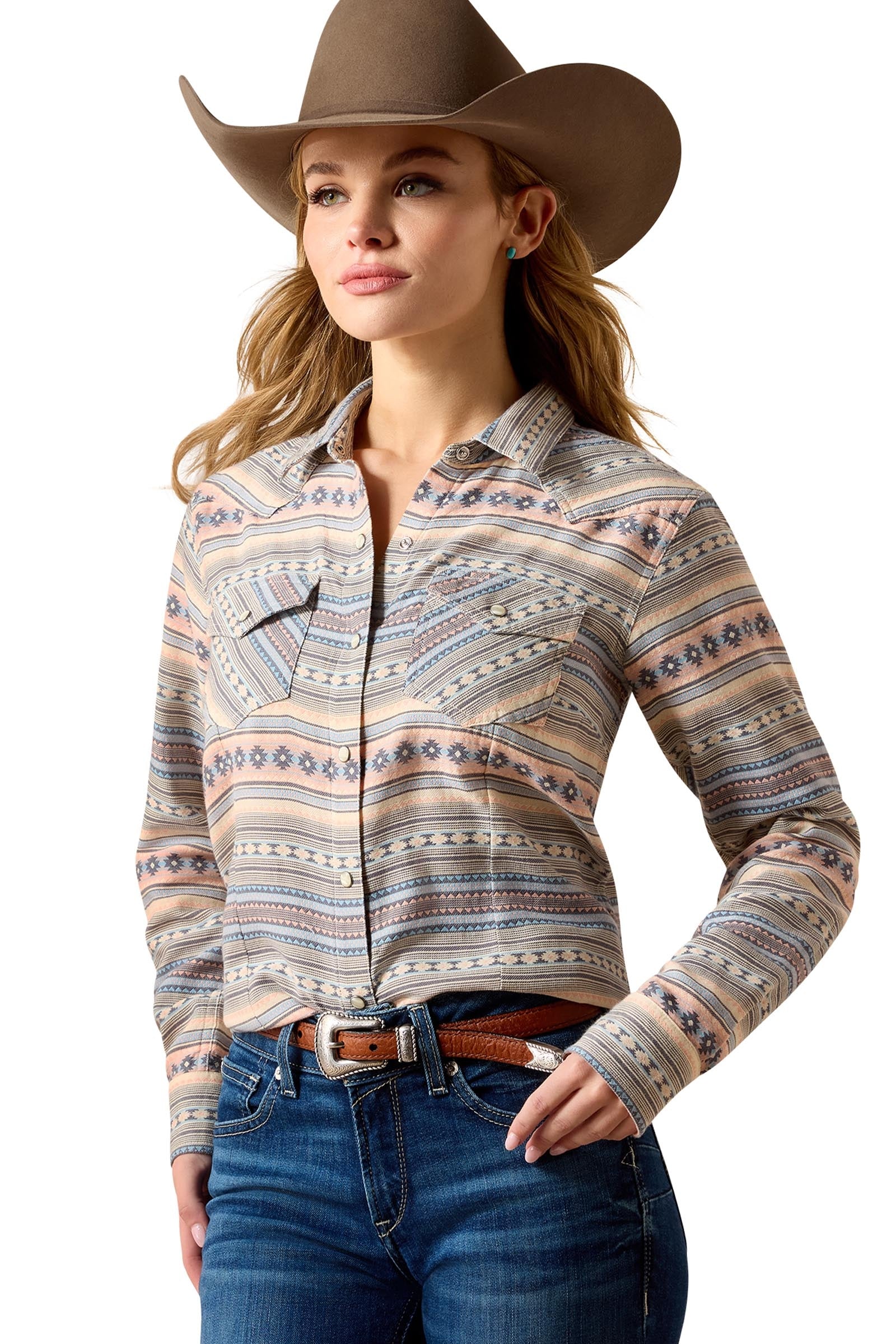 Damskie Arizona koszula westernowa z zatrzaskami Ombre Blue Southwest M