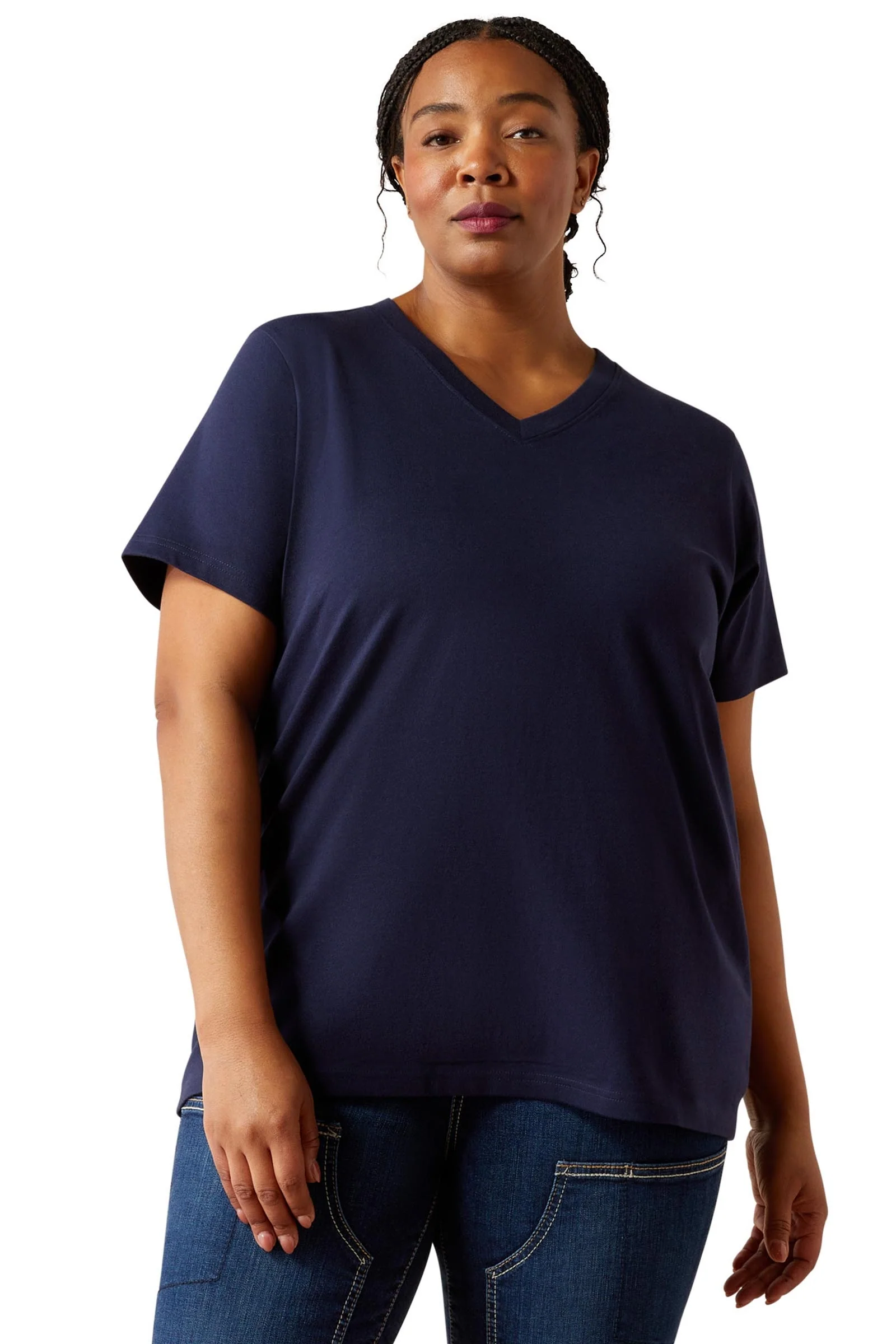 Damski T-shirt Rebar Cotton Strong z dekoltem V Navy S