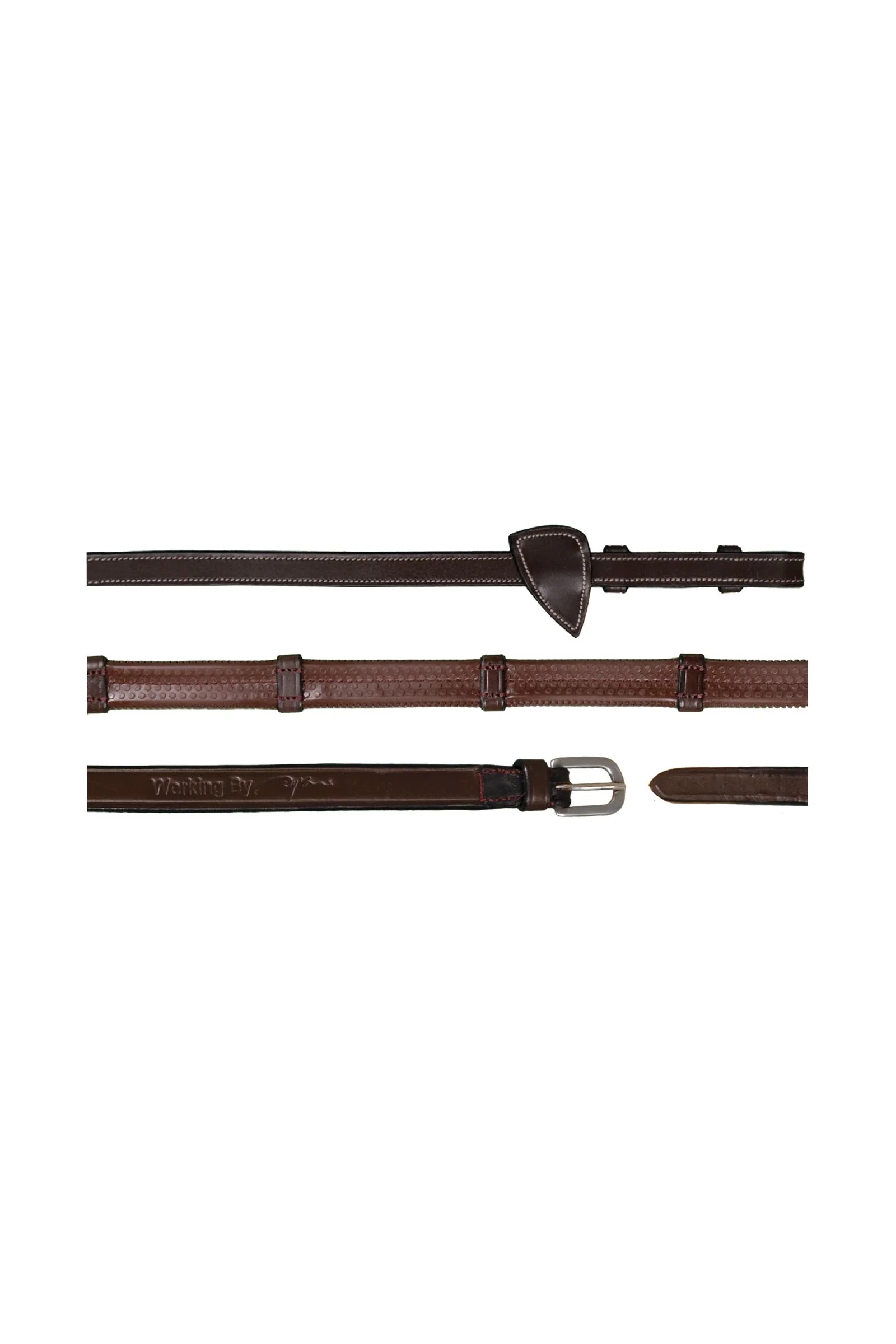Working wodze gumowe 13 mm z 7 skórzanymi stoperami Brown C