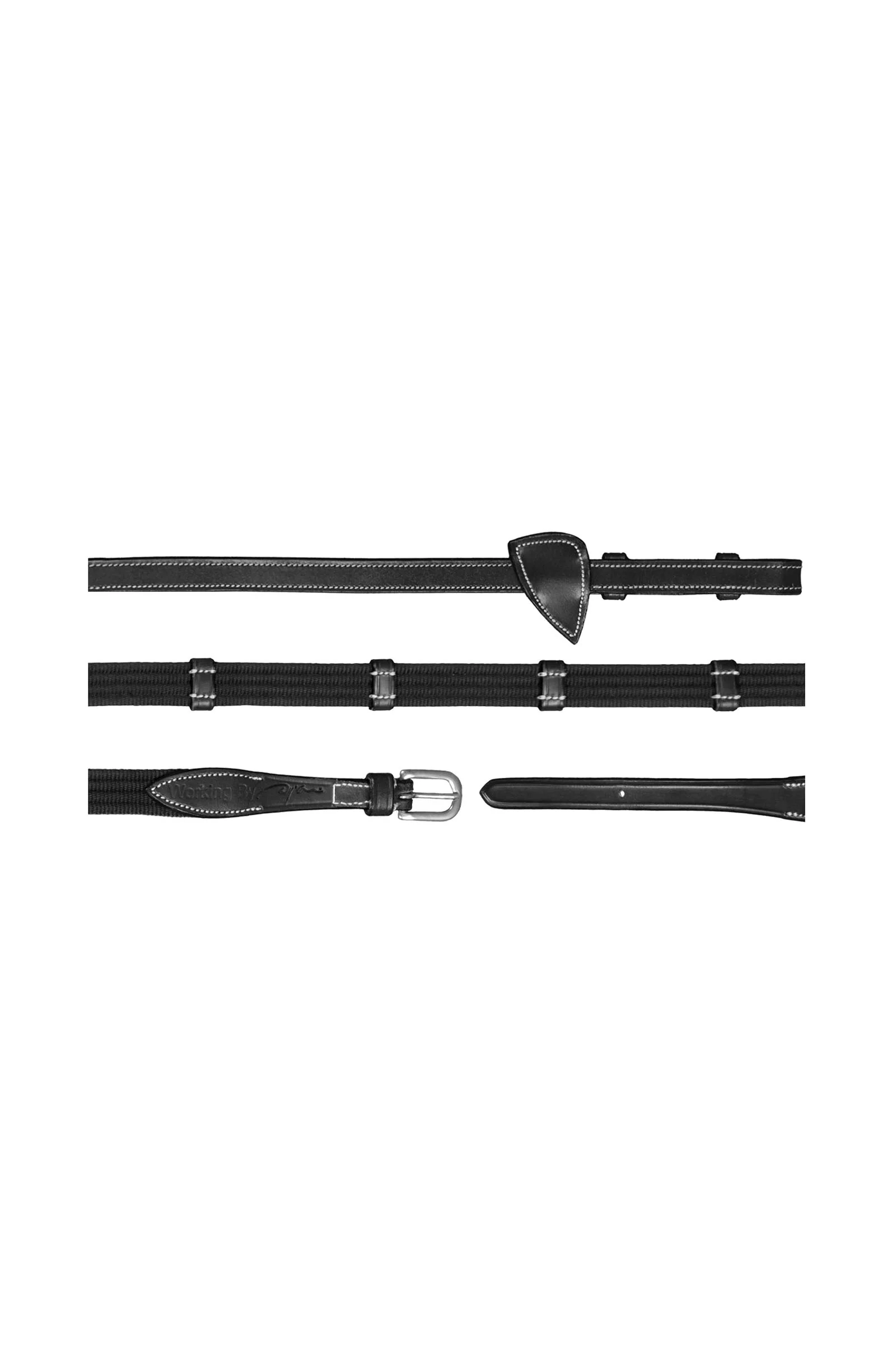 Wodze robocze 5/8 wodze parciane z 9 skórzanymi szlufkami Black C